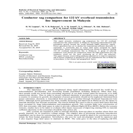 Conductor sag comparison for 132 kV overhead transmission line improvement in...
