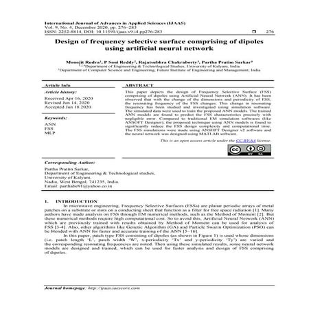 Design of frequency selective surface comprising of dipoles using artificial ...