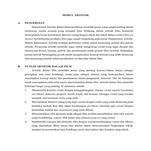 Bahan Ajar Modul Artistik Kelas Sinematografi