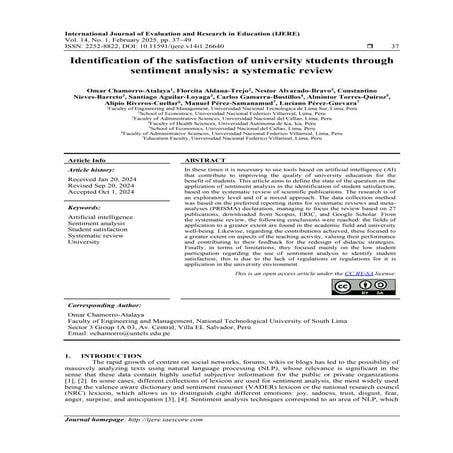 Identification of the satisfaction of university students through sentiment analysis: a systematic review