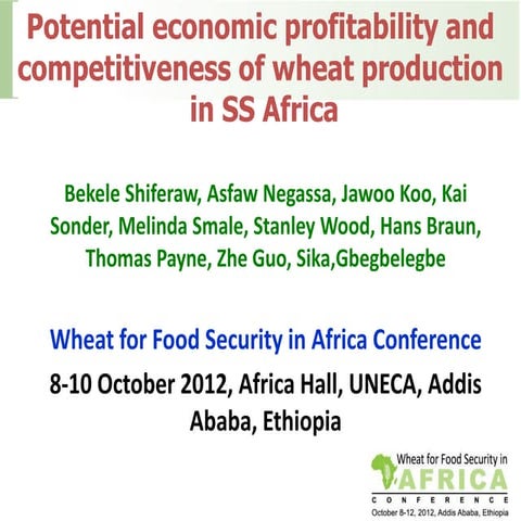 Potential economic profitability and competitiveness of wheat production in S...