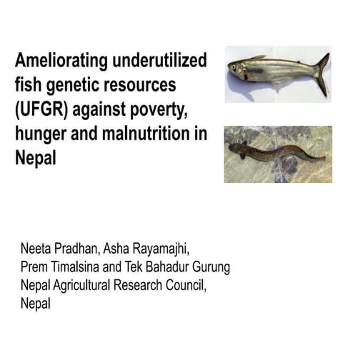 IFAD funded Small Fish and Nutrition Project - Promotion of Orange ...