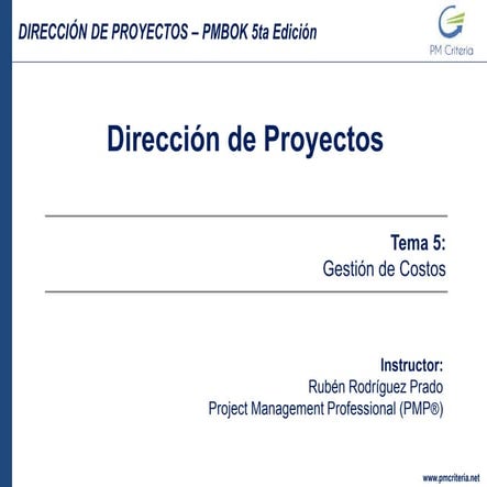 Gestión de Costos del Proyecto | PPTX
