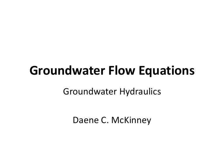 05 groundwater flow equations