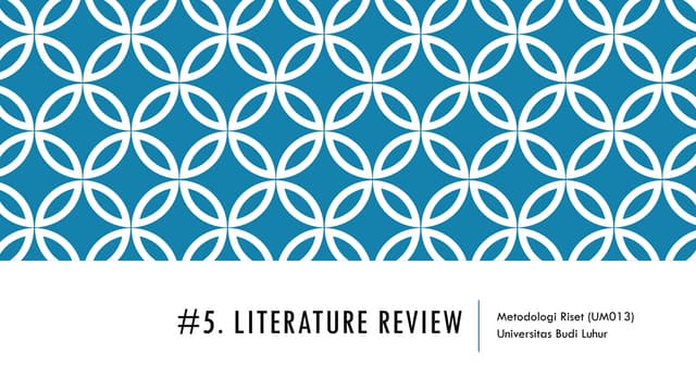 Metodologi Riset: Literature Review