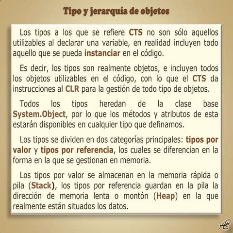 Framework .NET 3.5 05 Tipo y jerarquía de objetos