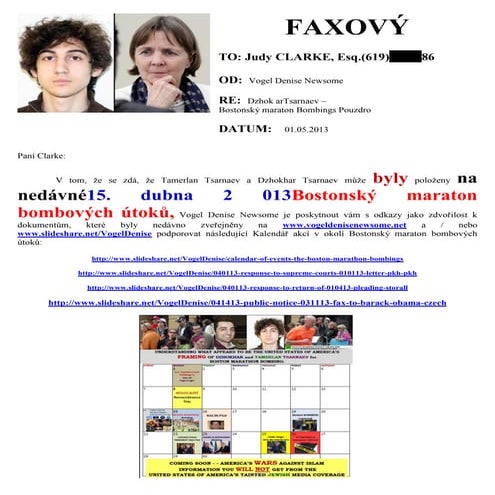 050113   fax to judy clarke (boston marathon bombing) - czech