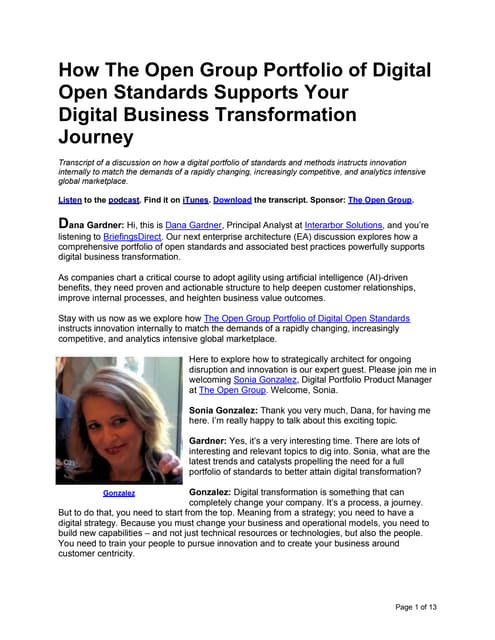 How The Open Group Portfolio of Digital Open Standards Supports Your  Digital Business Transformation Journey