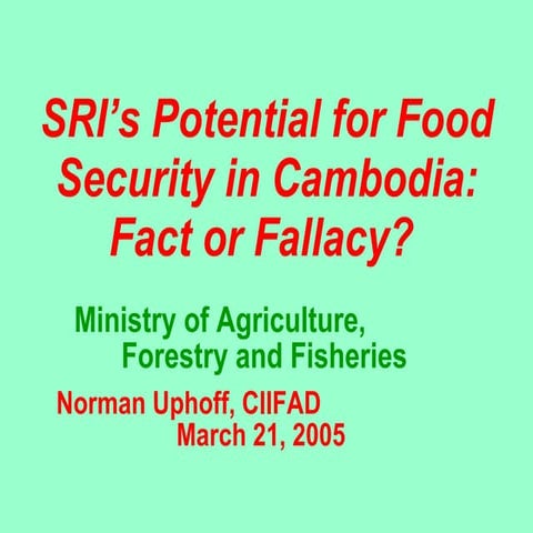 0502 The System of Rice Intensification's Potential for Food Security in Camb...