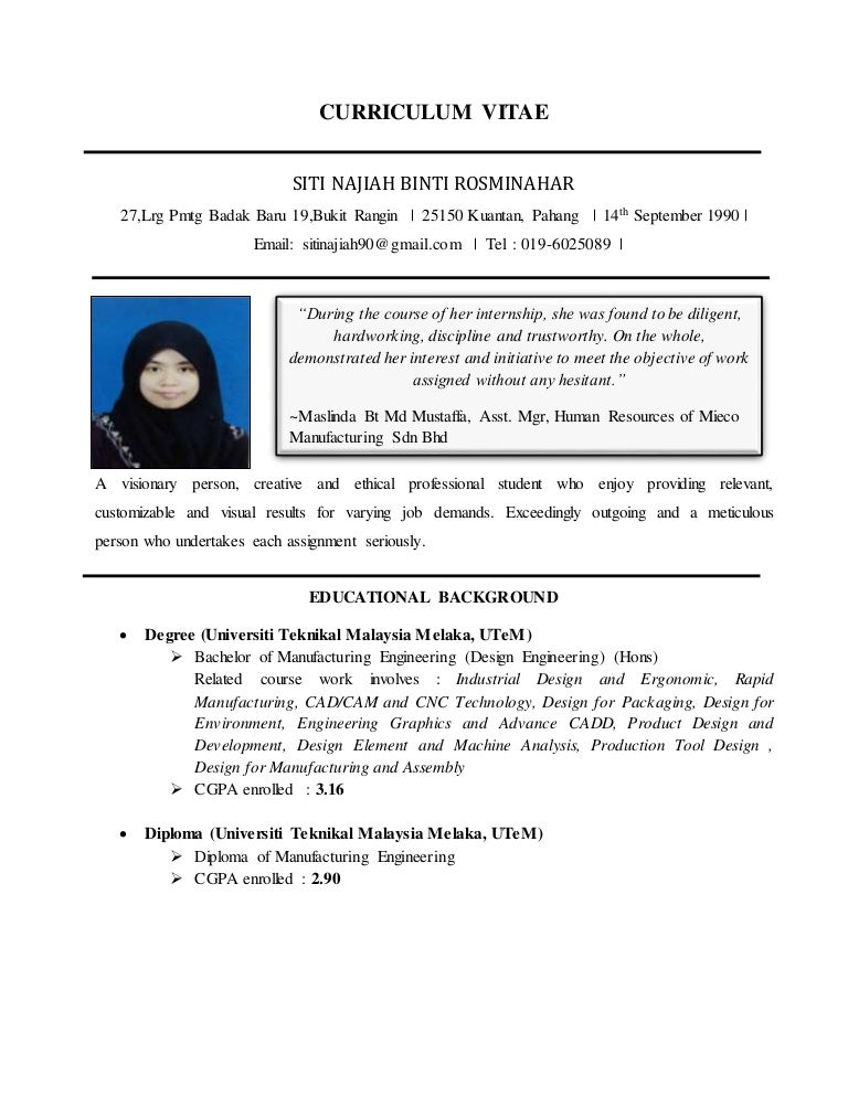 Curriculum Vitae Siti