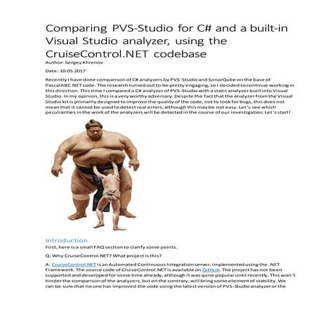 Comparing PVS-Studio for C# and a built-in Visual Studio analyzer, using the CruiseControl.NET codebase