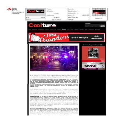 Clipping Coolture mag 05/07/12 @ IED Barcelona