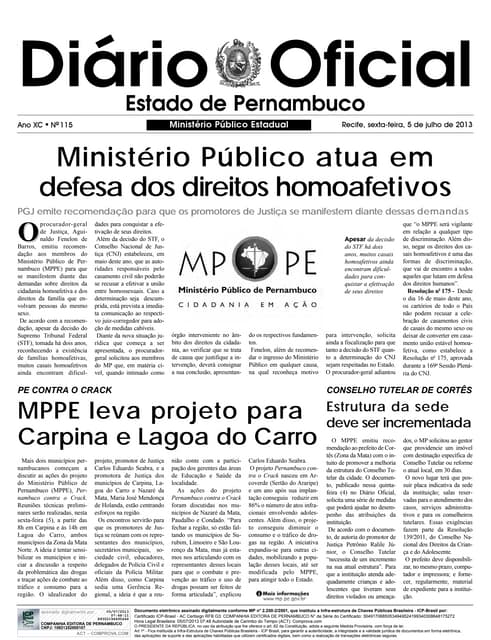 DIÁRIO OFICIAL DO ESTADO DE PERNAMBUCO - MINISTÉRIO PÚBLICO | PDF