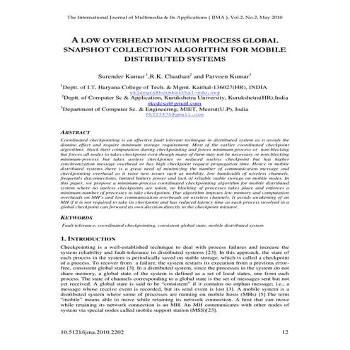 A Low Overhead Minimum Process Global Snapshop Collection Algorithm for ...