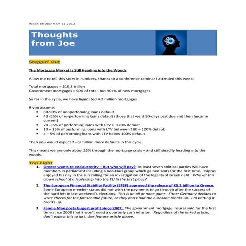 TFJ: The Mortgage Market is Still Heading Into the Woods