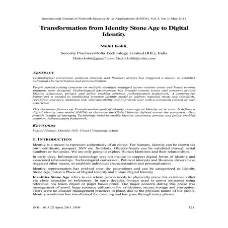 Transformation from Identity Stone Age to Digital Identity