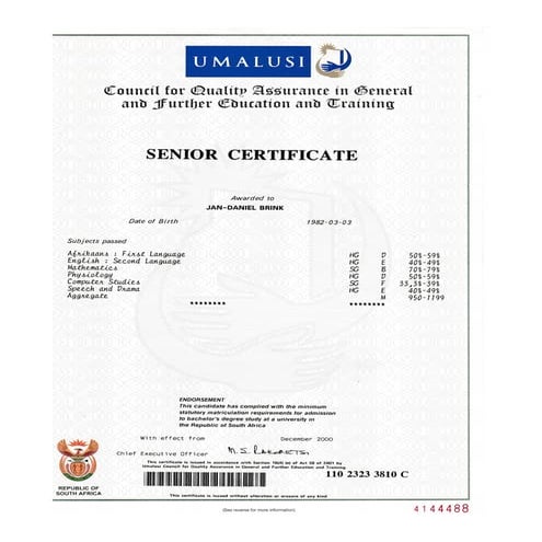 Umalusi Senior Certification