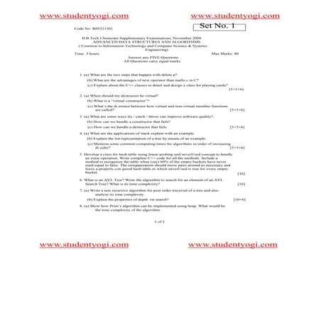 05211201 Advanced Data Structures And Algorithms | PDF
