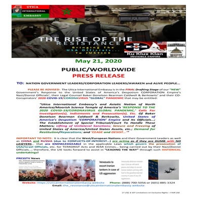 05/21/20 PUBLIC/WORLDWIDE PRESS RELEASE