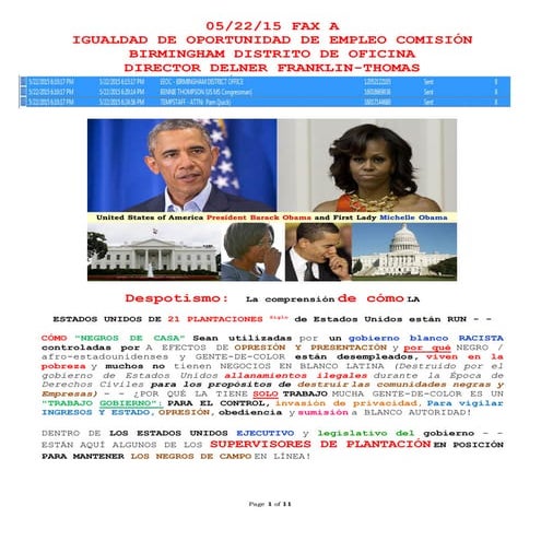 052215 - FAX TO DELNER THOMAS & BENNIE THOMPSON (Spanish)