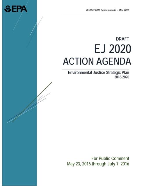 EPA's Environmental Justice Strategic Plan 2016-2020