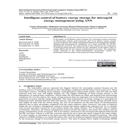 Intelligent control of battery energy storage for microgrid energy management...