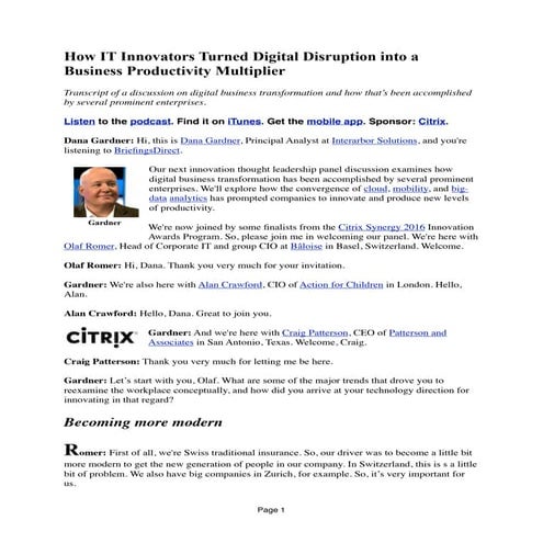 How IT Innovators Turned Digital Disruption into a Business Productivity Mult...