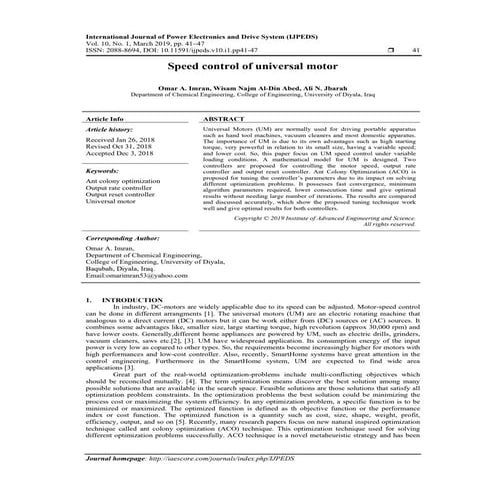 Speed control of universal motor