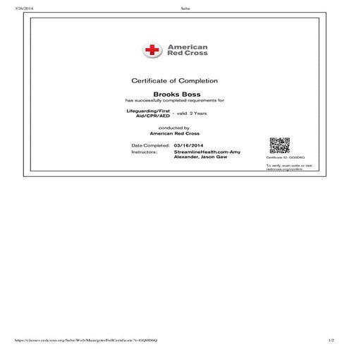 RED CROSS INSTRUCTOR - AED:CPR & First Aid | PDF