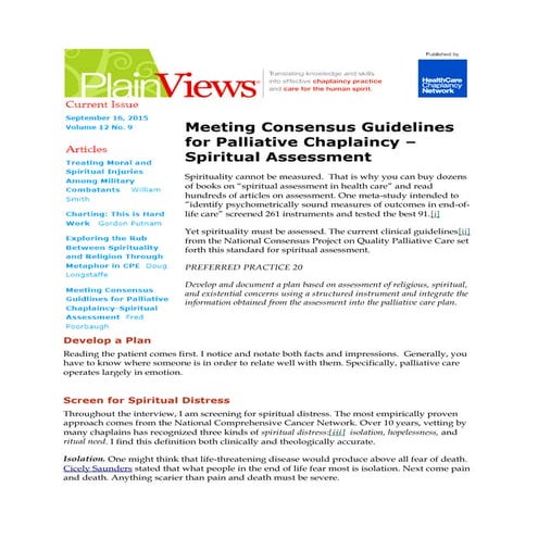 Meeting Consensus Guidelines for Palliative Chaplaincy