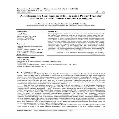 A Performance Comparison of DFIG using Power Transfer Matrix and Direct Power...