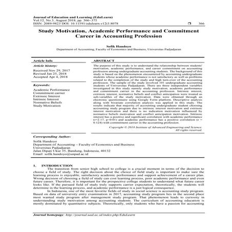 Study Motivation, Academic Performance and Commitment Career in ...