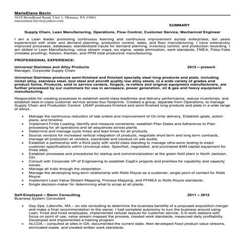 Marie Bavin-resume 2015 Dec