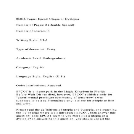 05836 Topic Epcot Utopia or DystopiaNumber of Pages 2 (Doub.docx