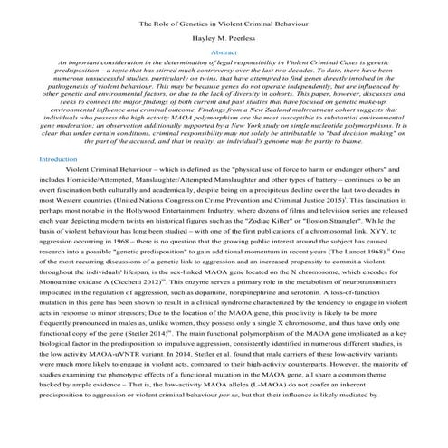 The Role of Genetics in Violent Behaviour 