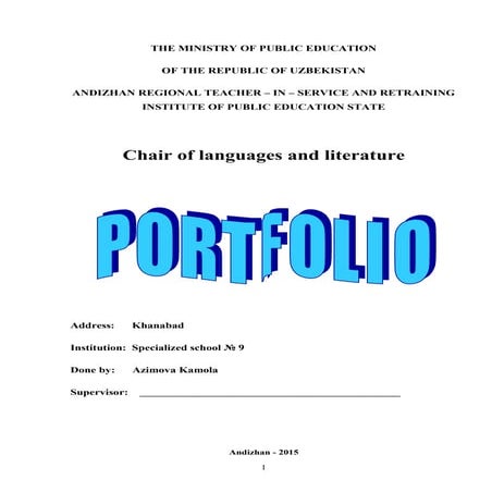 PORTFOLIO (Teaching English to young learners)