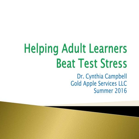 Helping Adult Learners Beat Test Stress for teachers