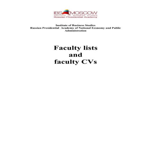 Institute of business studies - Faculty lists and CVs | PDF