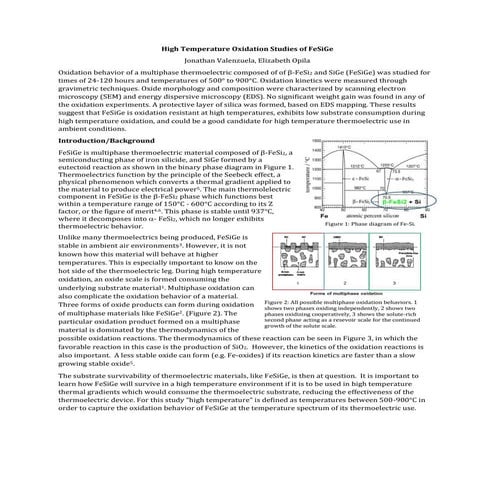 High temperature oxidation studies of FeSiGe FINAL