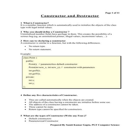 Constructor & destructor | PDF