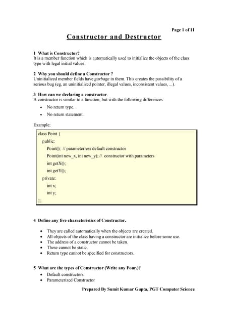 Constructor & destructor | PDF