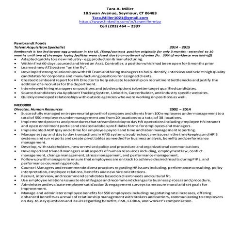 Tara Miller, MBA Linked In Resume V1 | PDF