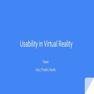 Virtual Reality - Usability Testing
