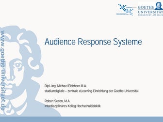 Michael Eichhorn, Robert Secon: Audience Response Systeme