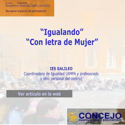  “Igualando”  “Con letra de Mujer”