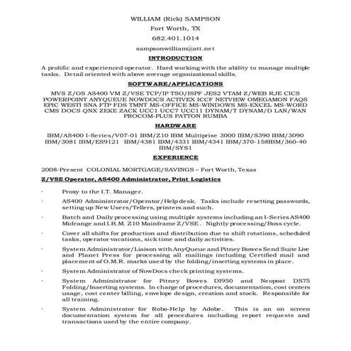 Mark's Professional Resume | DOC