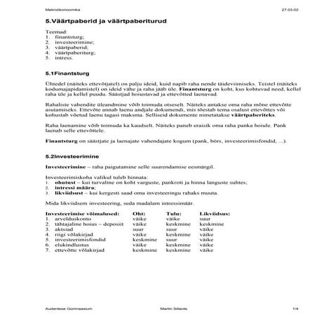 Väärtpaberid ja finantsturud