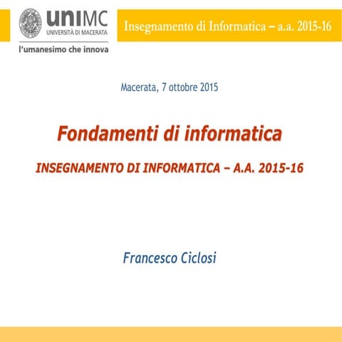 MODULO 05: Fondamenti di informatica