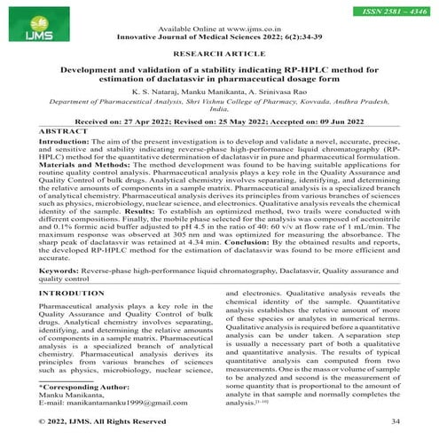 Method development and validation of Favipiravir by RP-HPLC | PDF