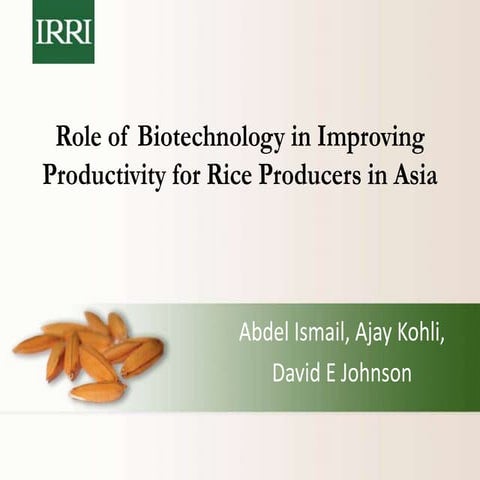Role of Biotechnology in Improving Productivity for Rice Producers in Asia fr...